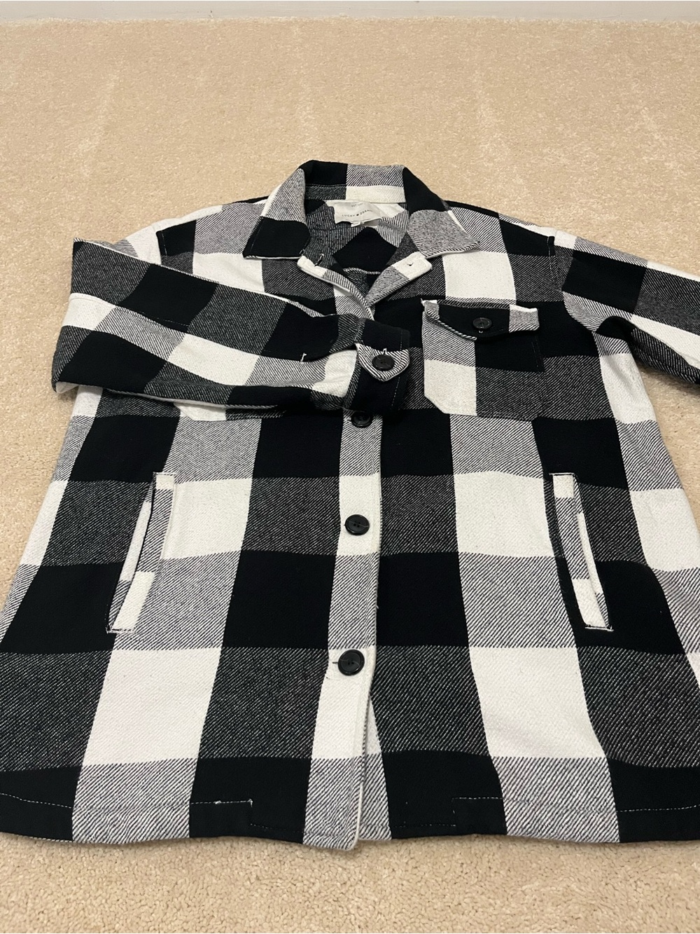 Lucky Brand Men’s M Black White Buffalo Plaid Flannel Shirt Jacket Shacket